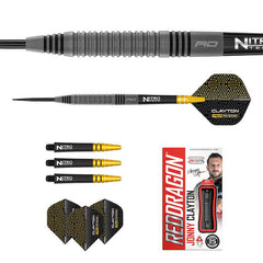 Red Dragon Jonny Clayton Oxide Edition Steel Tip Darts — set contents and packaging