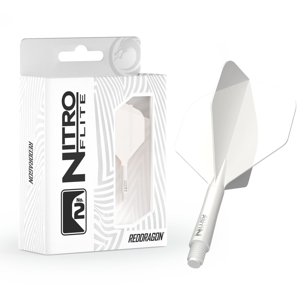 Red Dragon Nitro Flights No.2 — white flights and shafts with packaging