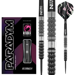 Red Dragon Paradym Tapered Steel Tip Darts 90% Tungsten — dart, barrel detail and packaging