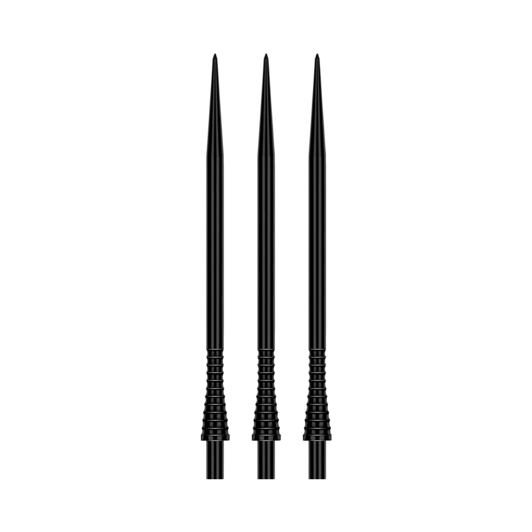Red Dragon Raptor Gripped Black 50 mm steel tip points - three matching points shown