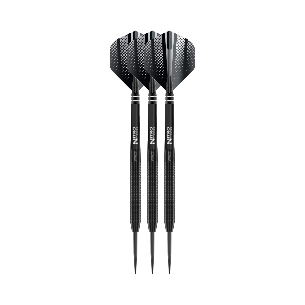 Red Dragon - Razor Edge Black Steel Tip Darts - 85% Tungsten — three barrel close-ups