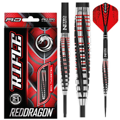 Red Dragon Rifle Steel Tip Darts 90% Tungsten — dart, barrel detail and packaging