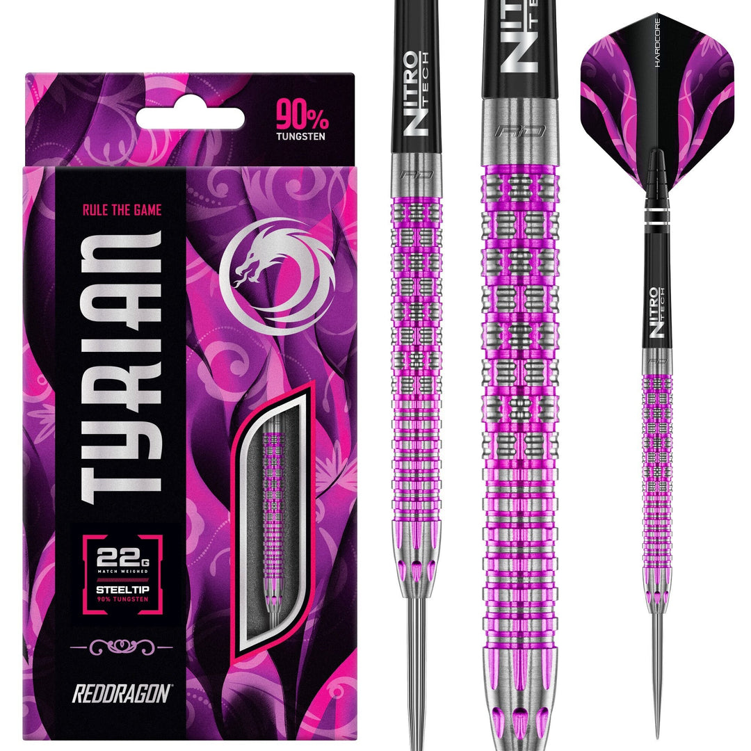 Red Dragon Tyrian Steel Tip Darts - 90% Tungsten 22g