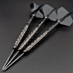 Reel Rewind Steel Tip Darts 90% Tungsten — three assembled darts