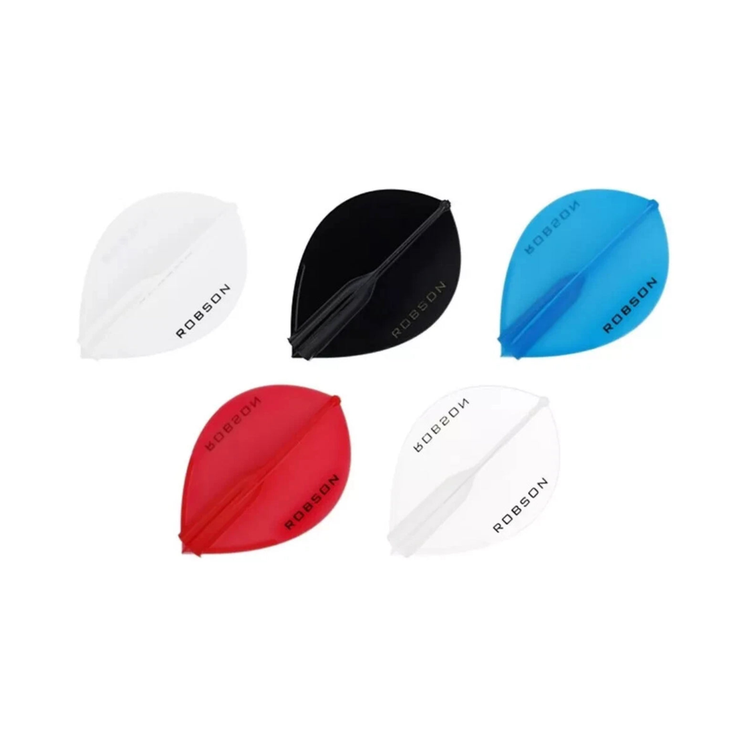 Robson - Plus Flight Pear in Black, White, Blue, Red, Clear; one of each colour shown, matching-colour packs sold separately.