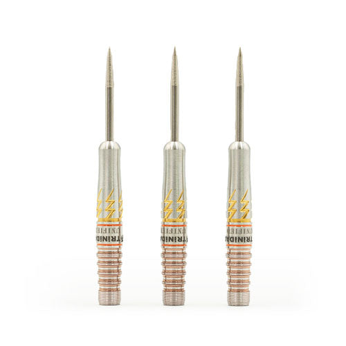 Trinidad Roman Type 6 Steel Tip Darts – 95% Tungsten – manufacturer photograph of three barrels