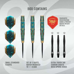 Shot AI Replicant Steel Tip Darts 90% Tungsten — set contents diagram