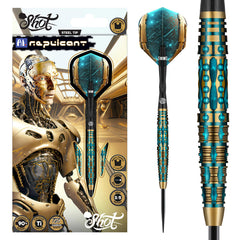 Shot AI Replicant Steel Tip Darts 90% Tungsten — dart, barrel detail and packaging