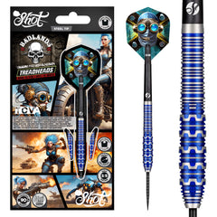 Shot Badlands Tova Steel Tip Darts 90% Tungsten — dart, barrel detail and packaging
