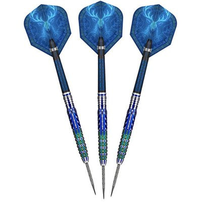 Shot Celt Merlin Steel Tip Darts 95% Tungsten — three assembled darts