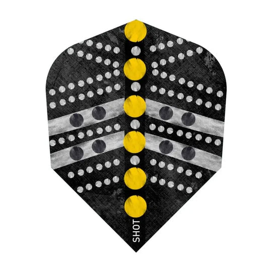 Shot Devon Petersen 'The Wisdom' Steel Tip Darts 80% Tungsten — flight design close-up
