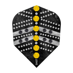 Shot Devon Petersen 'The Wisdom' Steel Tip Darts 80% Tungsten — flight design close-up