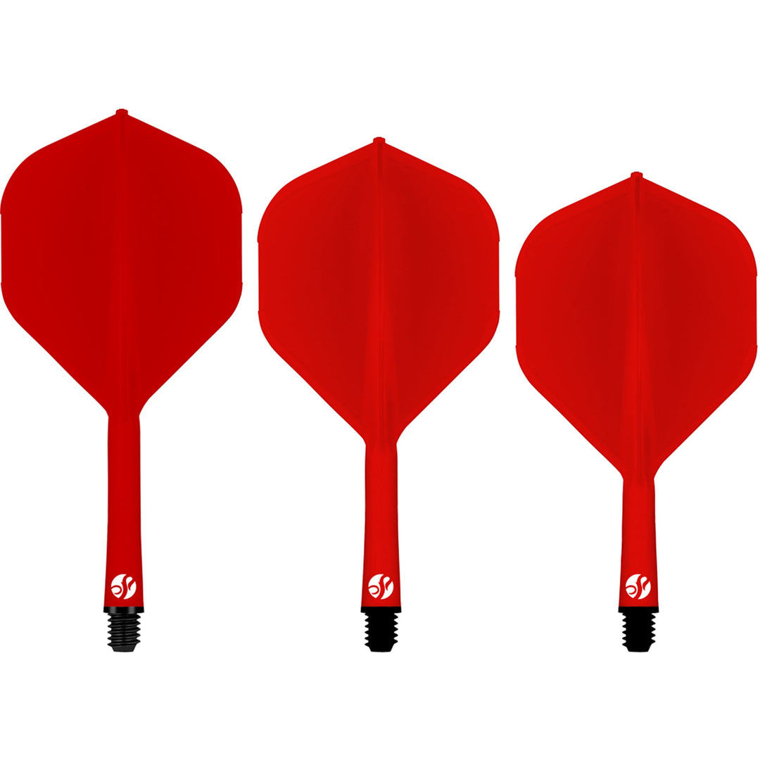 Shot Flight Deck One Piece Flight And Shaft System — three red flights and shafts