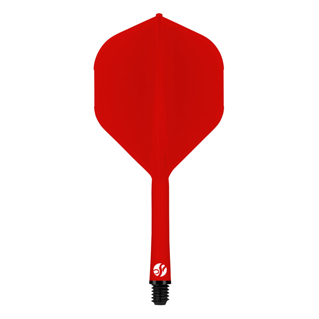 Shot Flight Deck One Piece Flight And Shaft System — red integrated flight and shaft, side view