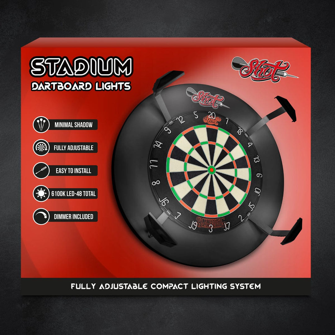 Shot Stadium Dartboard Lights — retail packaging