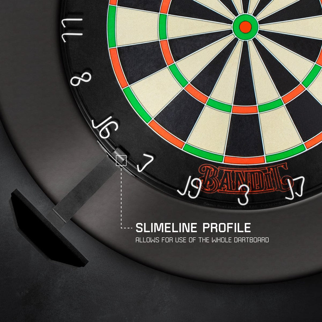 Shot Stadium Dartboard Lights — light and dartboard side profile