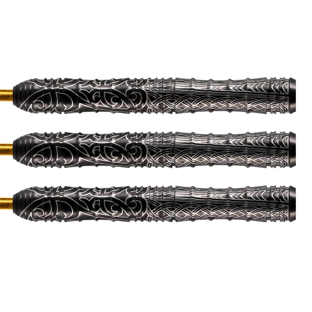 Warrior Kapene Captain Steel Tip Darts - 90% Tungsten — three barrel close-ups