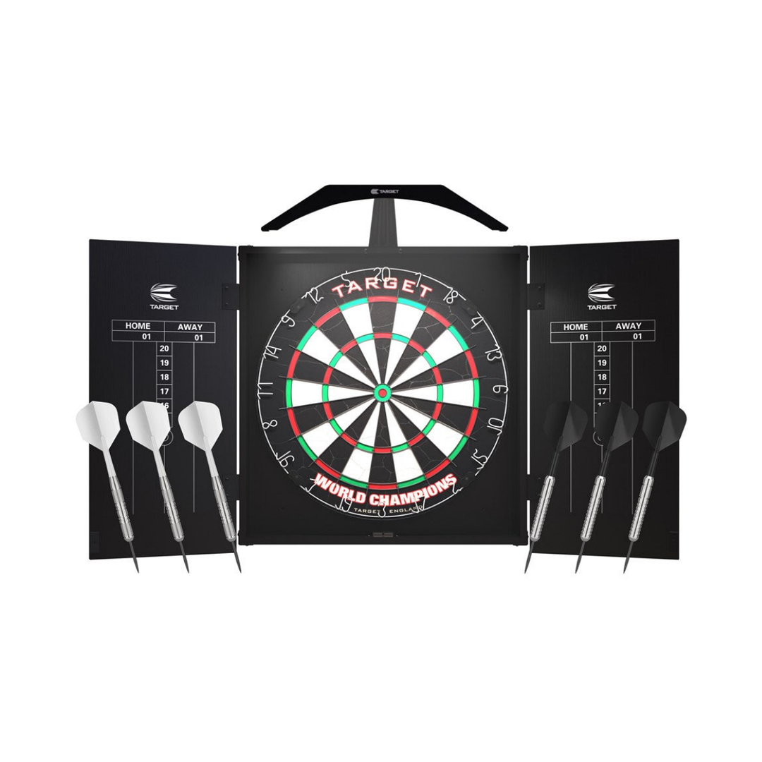 Target Arc Dartboard Cabinet - Lighting System Dart Board; genuine product on white with its original details and printed markings.