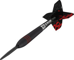 ASP Black Steel Tip Darts – assembled dart with black and red flight