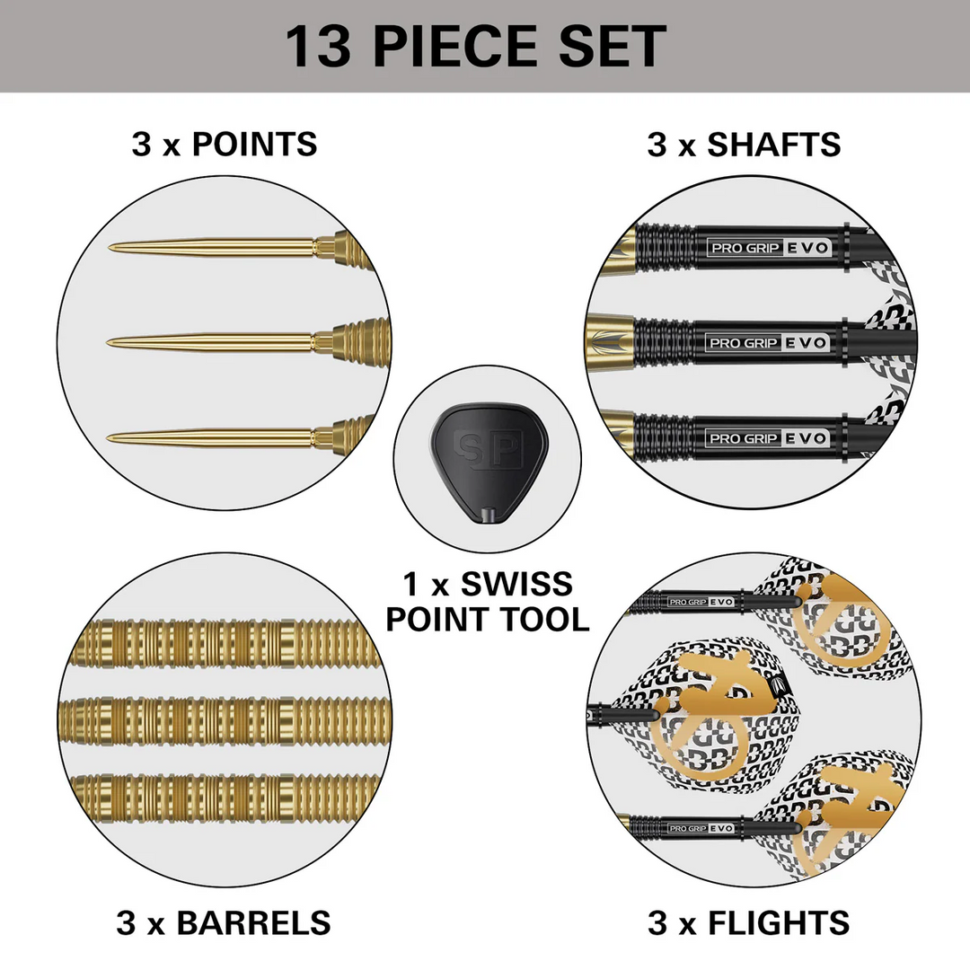 Target Bolide Envy 01 Steel Tip Darts 90% Tungsten — set contents diagram