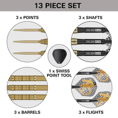 Target Bolide Envy 01 Steel Tip Darts 90% Tungsten — set contents diagram