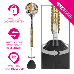 Target Bolide Envy 04 Steel Tip Darts 90% Tungsten — Swiss Point fitting and removal diagram