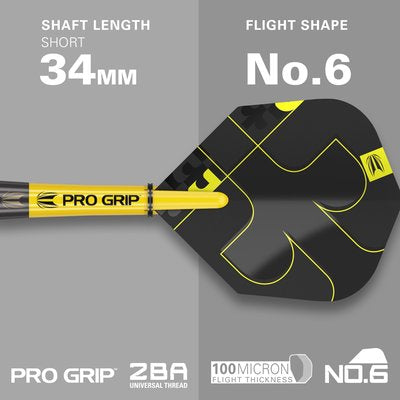Target Bolide Void 01 Steel Tip Darts 90% Tungsten — flight shape and shaft length diagram