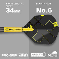Target Bolide Void 01 Steel Tip Darts 90% Tungsten — flight shape and shaft length diagram