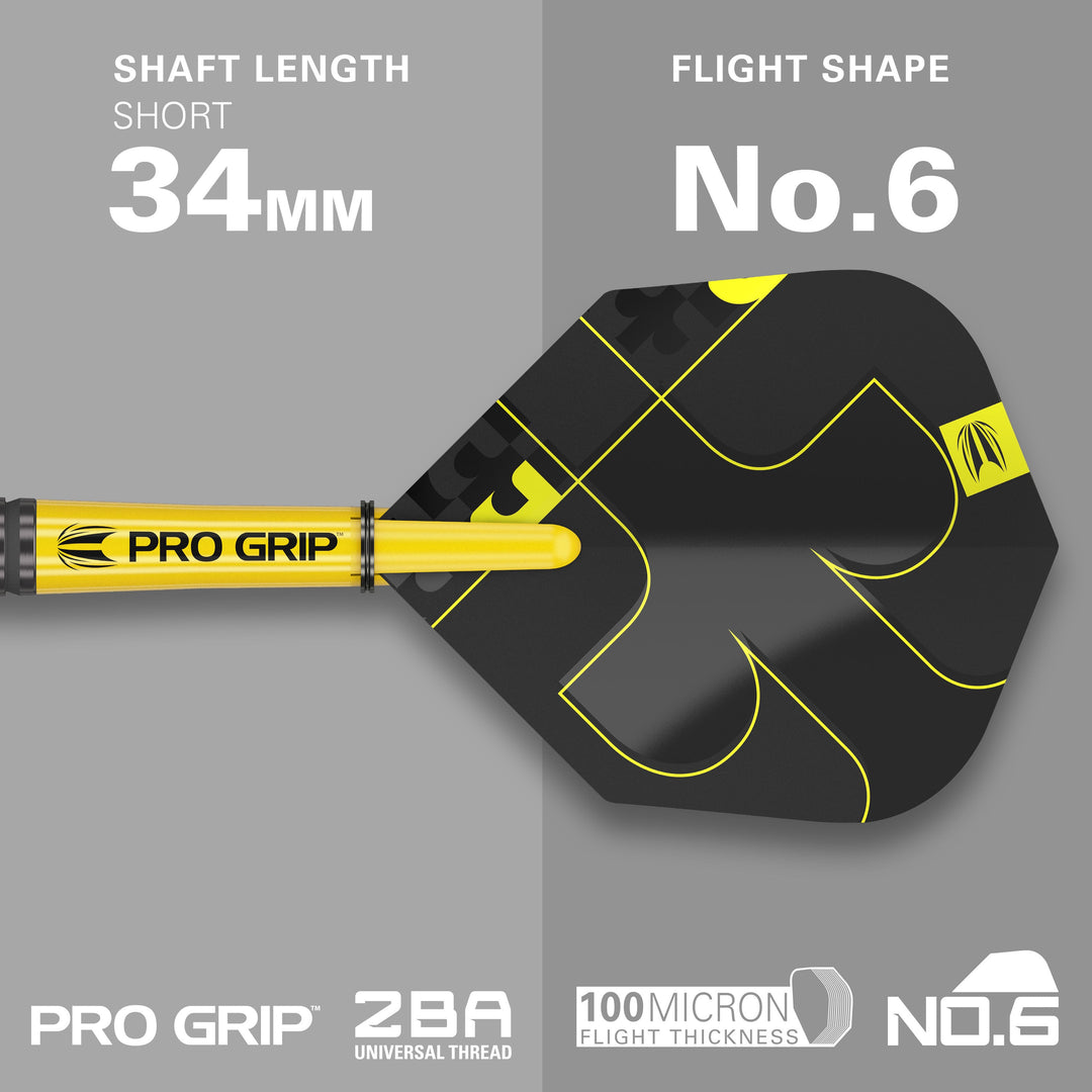 Target Bolide Void 02 Steel Tip Darts 90% Tungsten — flight shape and shaft length diagram