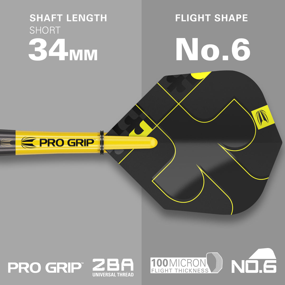 Target Bolide Void 04 Steel Tip Darts 90% Tungsten — flight shape and shaft length diagram
