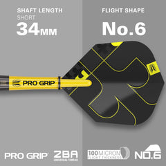 Target Bolide Void 04 Steel Tip Darts 90% Tungsten — flight shape and shaft length diagram