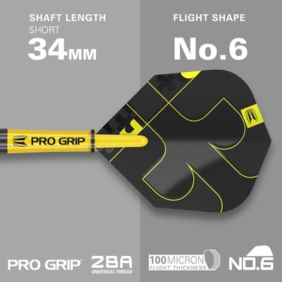 Target Bolide Void 05 Steel Tip Darts 90% Tungsten — flight shape and shaft length diagram