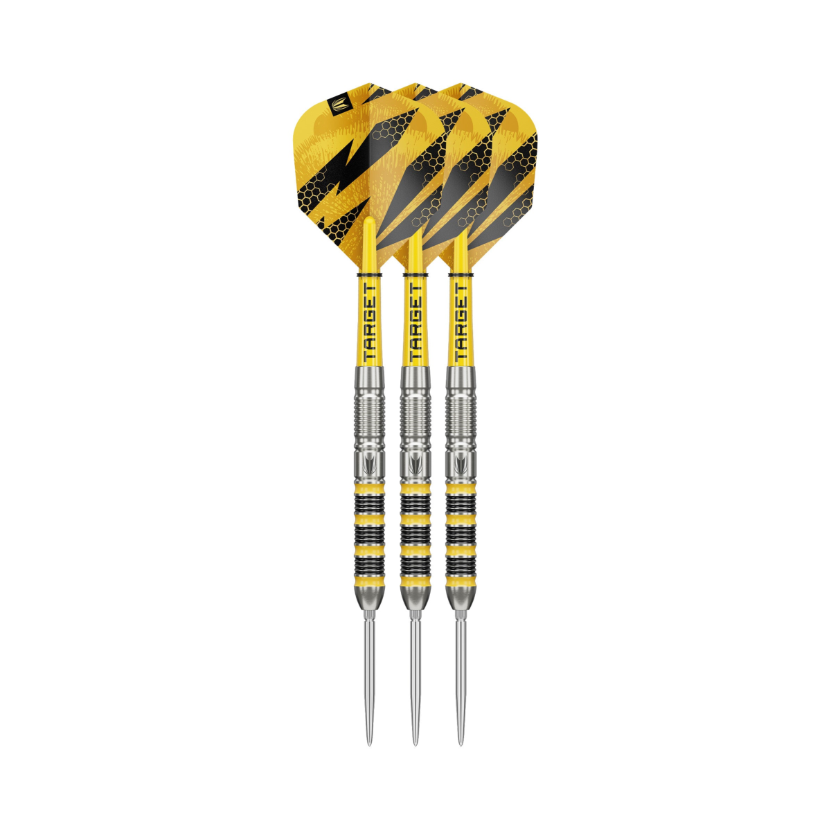 Buzz SP01 Steel Tip Darts - 90% Tungsten — three barrel close-ups