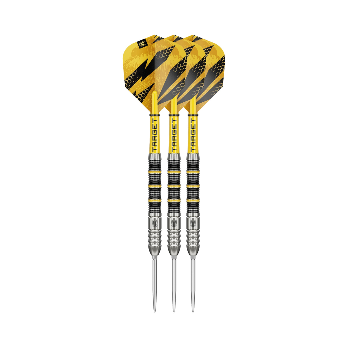 Buzz SP02 Steel Tip Darts - 90% Tungsten — three barrel close-ups