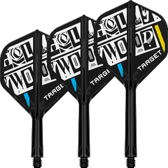 Target Chris Dobey K Flex No.2 — three black flights and shafts