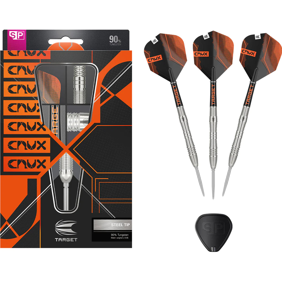 Target Crux SP 03 Steel Tip Darts 90% Tungsten — set contents and packaging