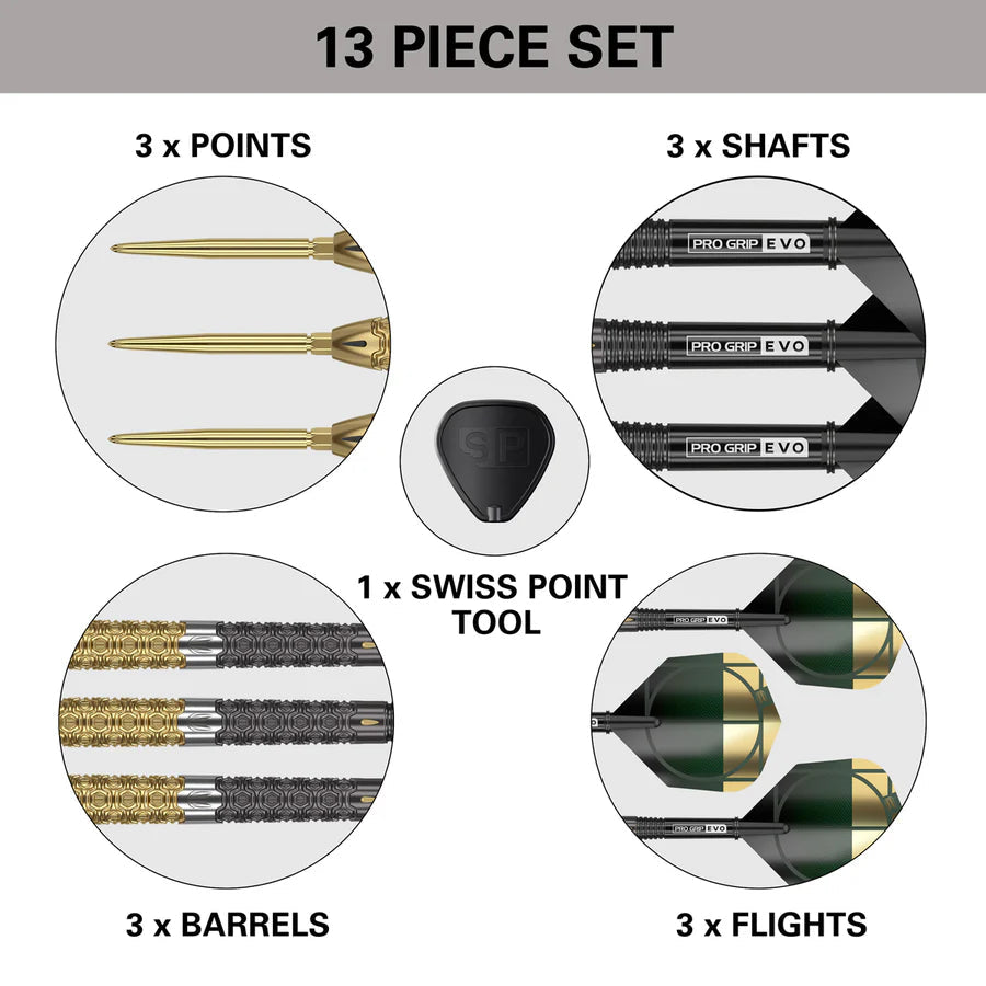 Target Cult Envy 02 set contents: points, barrels, shafts, flights and Swiss Point tool