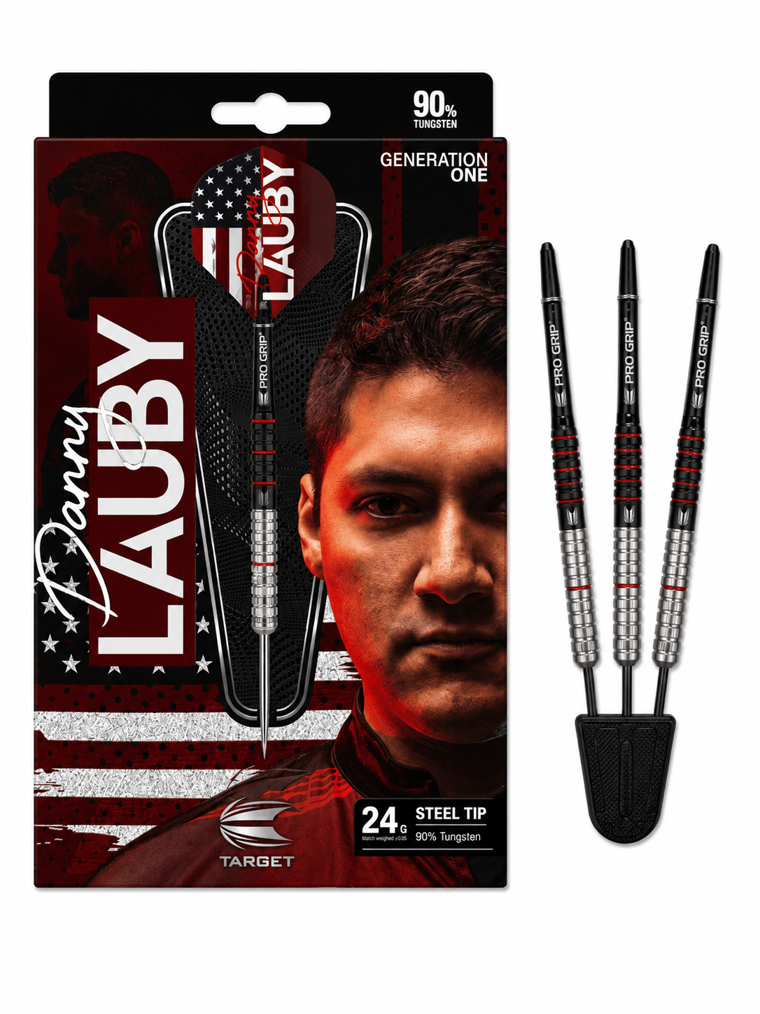 Target Danny Lauby Gen 1 90% Tungsten Steel Tip Darts - Used / Trade-In — three barrel close-ups