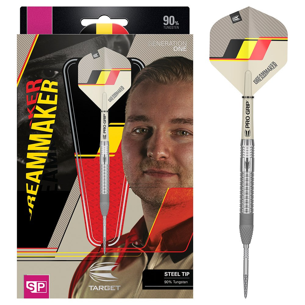 Target Dimitri Van Den Bergh Steel Tip Darts 90% — dart and packaging