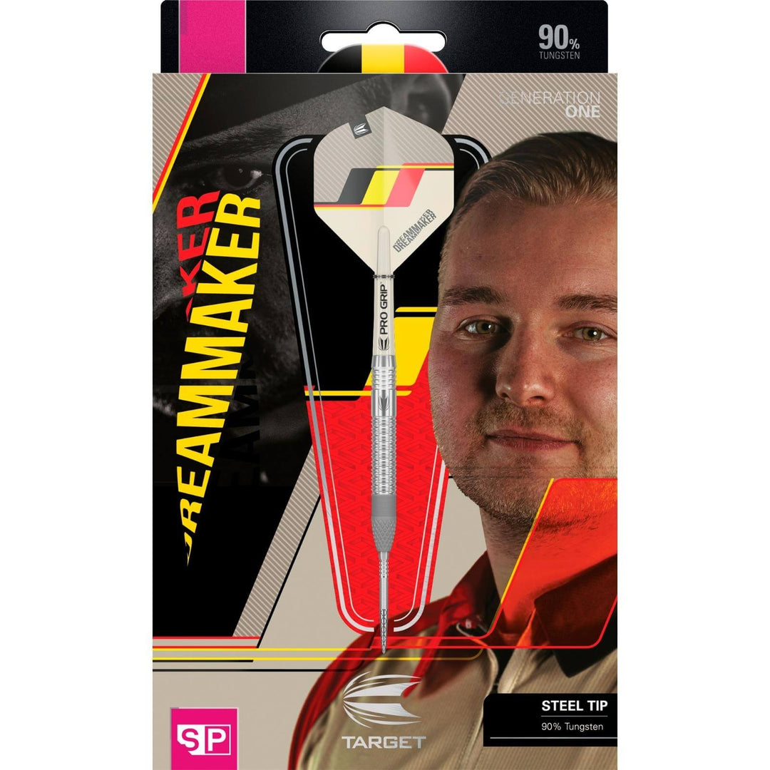 Target Dimitri Van Den Bergh Steel Tip Darts 90% — retail packaging