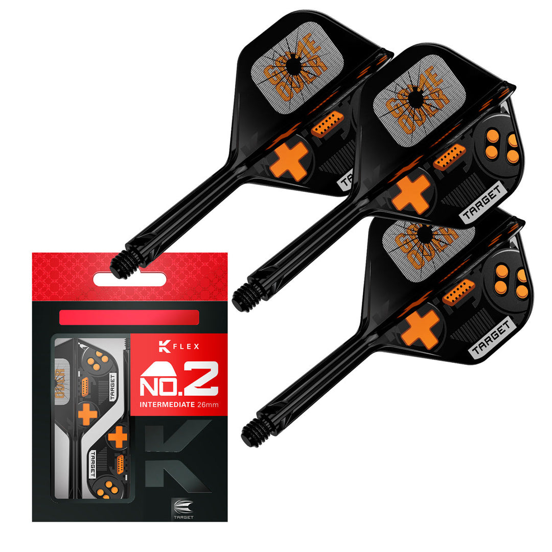 Target Game Over K Flex No.2 — black flights and shafts with packaging