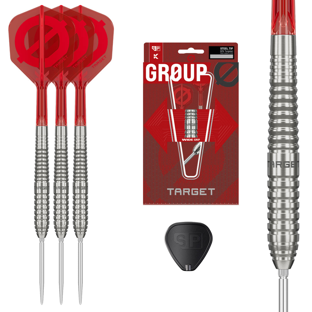 Group Ø 50% 01 Steel Tip Darts – full dart set and packaging