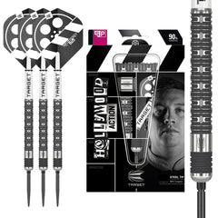 Target Hollywood Action Steel Tip Darts 90% Tungsten — set contents and packaging