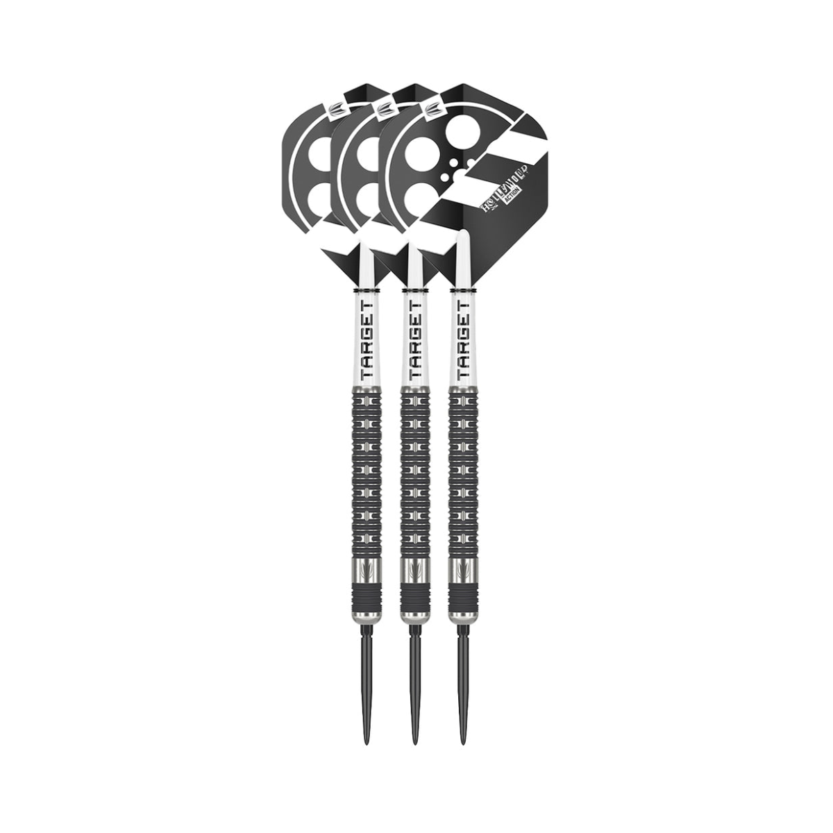 Hollywood Action Steel Tip Darts - 90% Tungsten — three barrel close-ups
