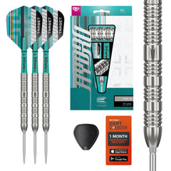 Target Hydro 02 Steel Tip Darts 90% Tungsten — set contents and packaging