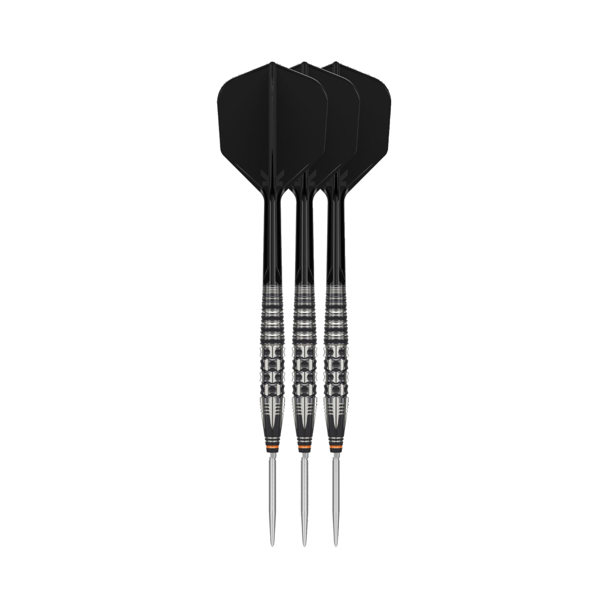 Black Marque Dancing Duck G4 Steel Tip Darts - 90% Tungsten — three barrel close-ups
