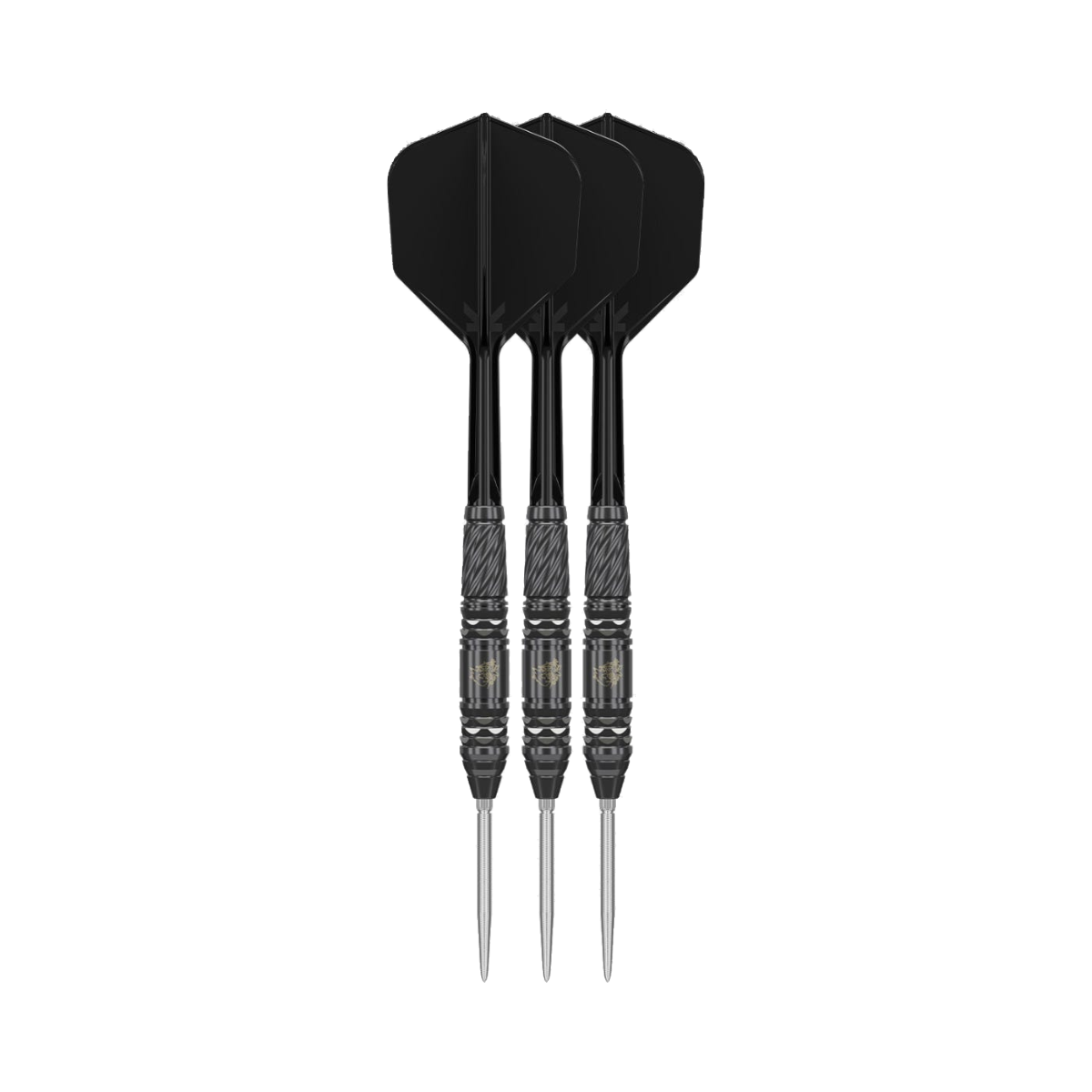 Black Marque Dragon Steel Tip Darts - 90% Tungsten — three barrel close-ups