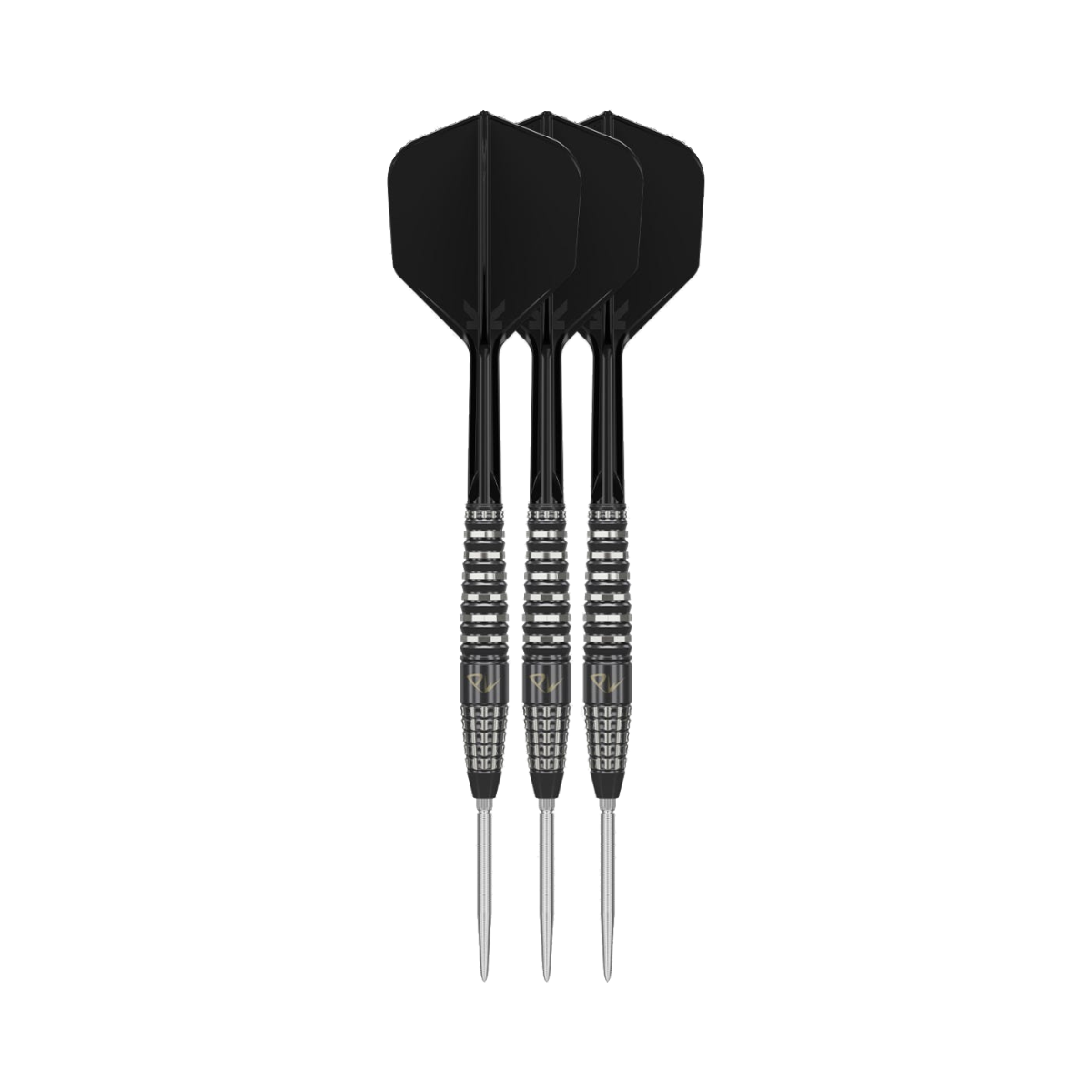 Black Marque Pw Steel Tip Darts - 90% Tungsten — three barrel close-ups
