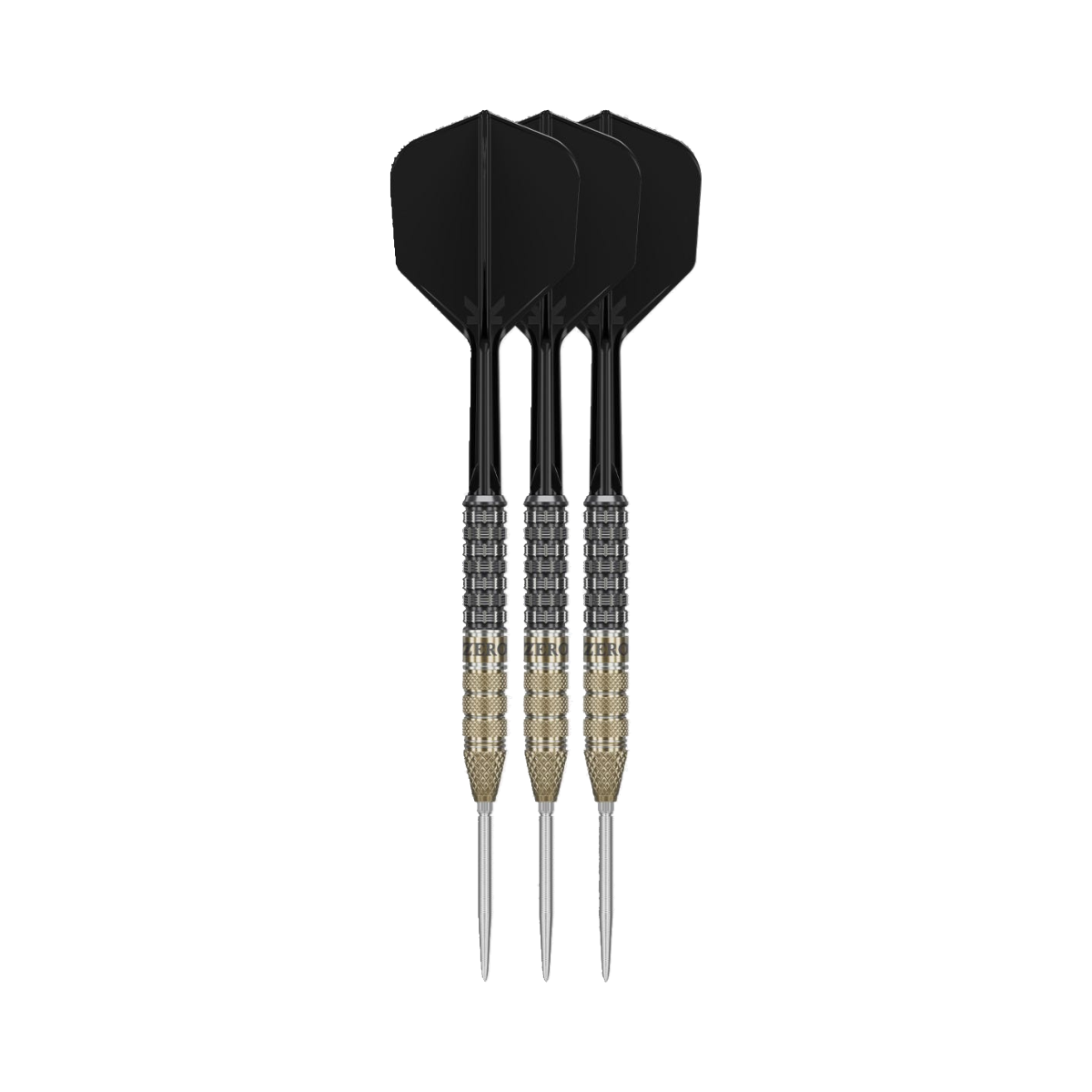 Black Marque Reyn Steel Tip Darts - 90% Tungsten — three barrel close-ups