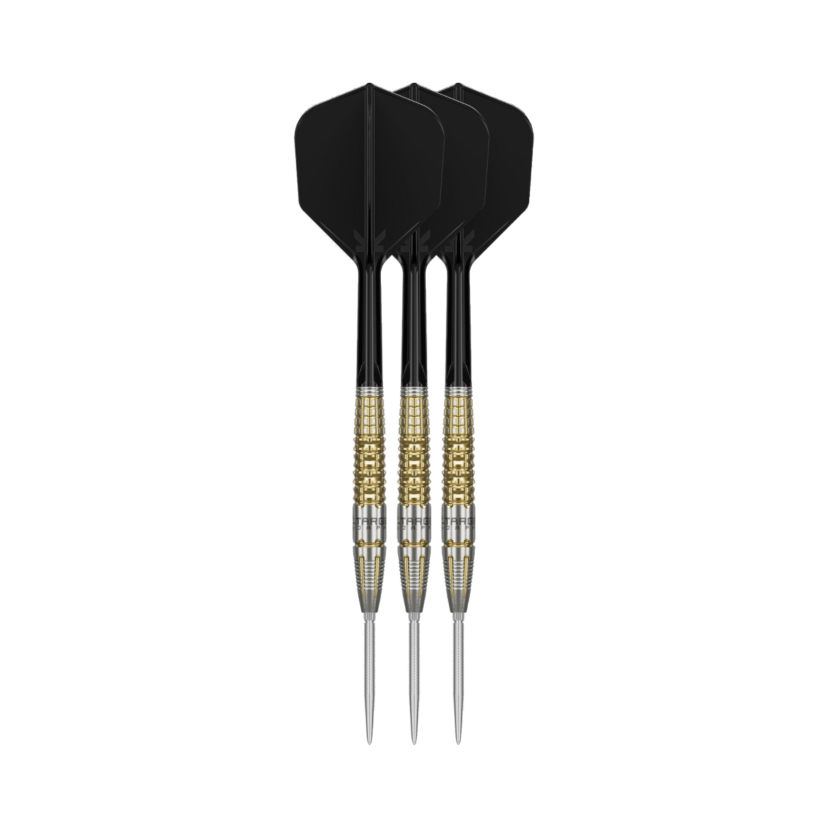 Black Marque Warrior Steel Tip Darts - 90% Tungsten — three barrel close-ups